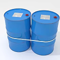Two Blue Barrels Tied Together With White Strap Red Caps And Labels