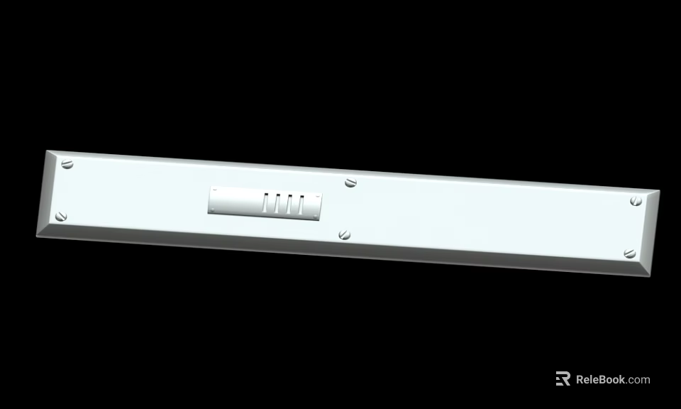 White Long Strip Featuring Small Rectangular Section With Three Vertical Lines And Metal Rivets 3d model 