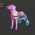 Dog Mobility Assistive Device With Blue Wheelchair Frame And Supportive Harness