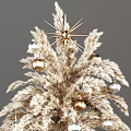Ornamental Potted Bonsai Tree With White Foliage And Gold Silver Decorative Balls