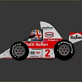 Red and White Racing Car with Texaco Marlboro Logo Number 2 and Driver with Helmet