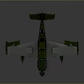 Detailed Green Military Airplane Model With Gray Wings And Angular Design Structure 3d model