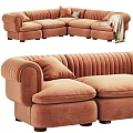 Cozy Orange Velvet Multi Seater Sofa With Plush Armrests And Cushions