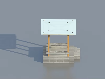 White Panel Hinged Door With Wooden Frame And Step Base Design 3d model