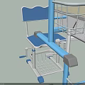 Blue Children's Study Desk With Adjustable Metal Frame And Grid Storage Design