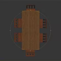 Rectangular Wooden Dining Table Set with Six Slatted Back Chairs and Natural Wood Finish