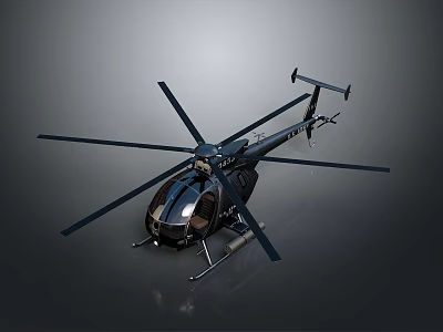 Sleek Black Helicopter With Rotors And Fuselage Design On Gray Background 3d model