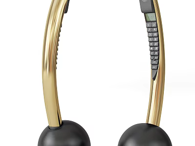 Premium Wireless Headphones With Gold Frame Black Ear Cups And Control Panel Design 3d model