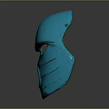Blue Metallic Mask Showcasing Smooth Surface Eye Holes Circular Mouthpiece On Gray Background With Reflection