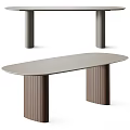 Modern Functional Desk With Oval Tabletop And Striped Support Legs Design 3d model