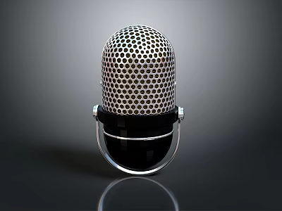 Modern Metal Mesh Microphone Household Audio Device With Black Base Stand For Home Use 3d model
