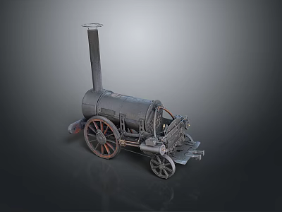Vintage Steam Train Engine With Black Body Red Rimmed Wheels And Metal Chimney 3d model