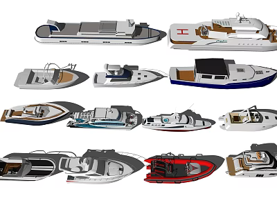 Variety Of Yacht Designs And Styles Displayed 3d model