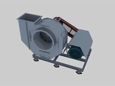 Industrial Blower Equipment with Large Impeller Motor and Mobile Caster Wheels 3d model