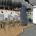 Modern Hair Beauty Salon Interior With Styling Workstations Chairs And Pendant Lights
