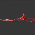 Red Fantasy Sword With Sharp Blade Demonic Inspired Design And Ornate Decorative Details