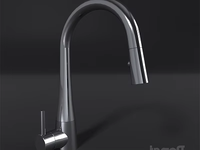 Modern Stainless Steel Kitchen Faucet With Sleek Gooseneck Spout And Single Handle Design 3d model