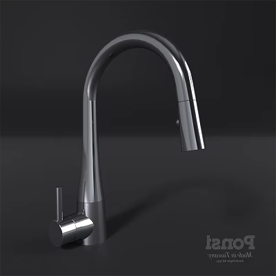 Modern Stainless Steel Kitchen Faucet With Sleek Gooseneck Spout And Single Handle Design 3d model