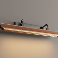 Modern Long Strip Metal Wall Lights with Black and Copper Design on Gray Background