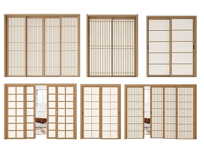 New Chinese-style sliding door 3d model