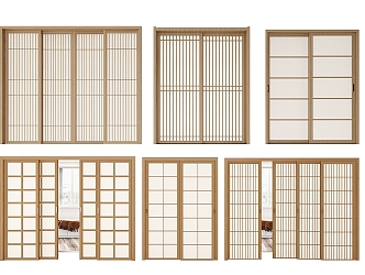 New Chinese-style sliding door 3d model