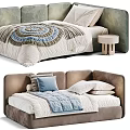 Modern Soft Upholstered Kids Bed With Cozy Bedding Sets And Diverse Premium Fabric Swatches