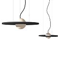Modern Hanging Chandeliers With Black Circular Ring And White Spherical Shade 3d model