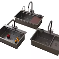 Stainless Steel Kitchen Sinks with Modern Faucet Double Bowl and Drainer Design