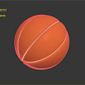 Orange Basketball with Black Lines on Dark Background and Reflective Surface