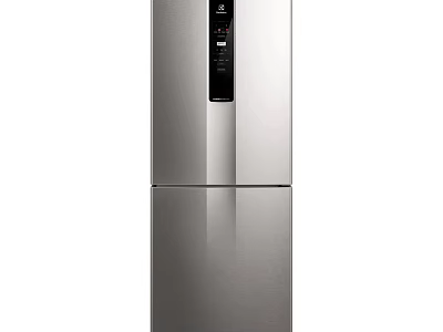 Modern Silver Double Door Refrigerator Freezer With Sleek Design And Digital 3d model