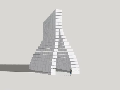 Modern Garden Landscape With White Stacked Geometric Architectural Structure And Human Scale 3d model