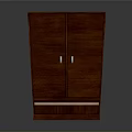 Wooden Double Door Cabinet With Silver Handles And Base Trim Design