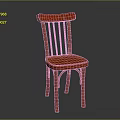 Red Wooden Chair With Classic Design And Curved Backrest And Stable Legs