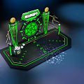 Qingdao Beer Festival Photo Check In Spot With Green Lighting Circular Decoration And Athlete Silhouettes