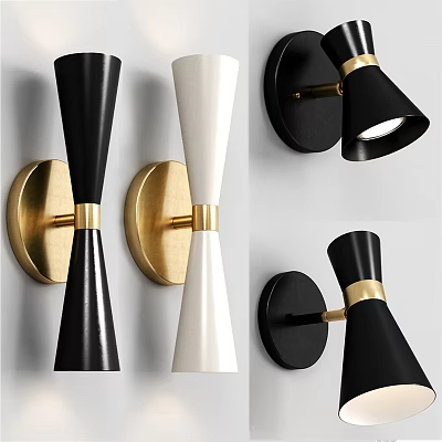 Modern Black And White Wall Lamps With Gold Accents For Contemporary Home Decor 3d model