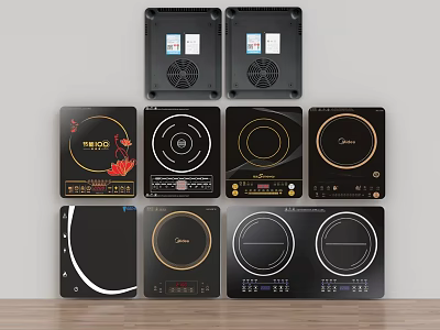 Various Modern Induction Cooktops With Stylish Designs And Control Panels For Kitchen 3d model