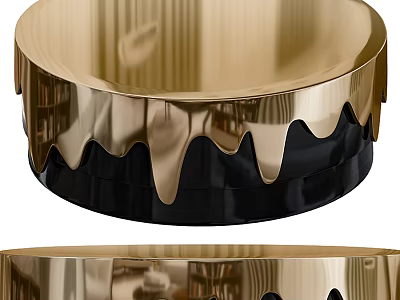 Elegant Gold And Black Metal Coffee Table With Wave Drip Edge Design 3d model