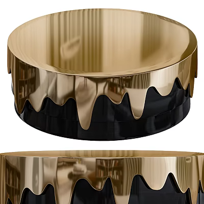 Elegant Gold And Black Metal Coffee Table With Wave Drip Edge Design 3d model