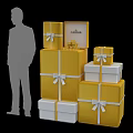 Elegant CARINA Lifestyle Gift Boxes with Gold White Design Ribbons and Person Silhouette