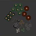 Assorted Household Items Including Green Bottles Wooden Barrels And Metal Cups