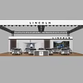 Lincoln Exhibition Booth With Metal Frame Structure Modern Lighting And Multiple Cars On