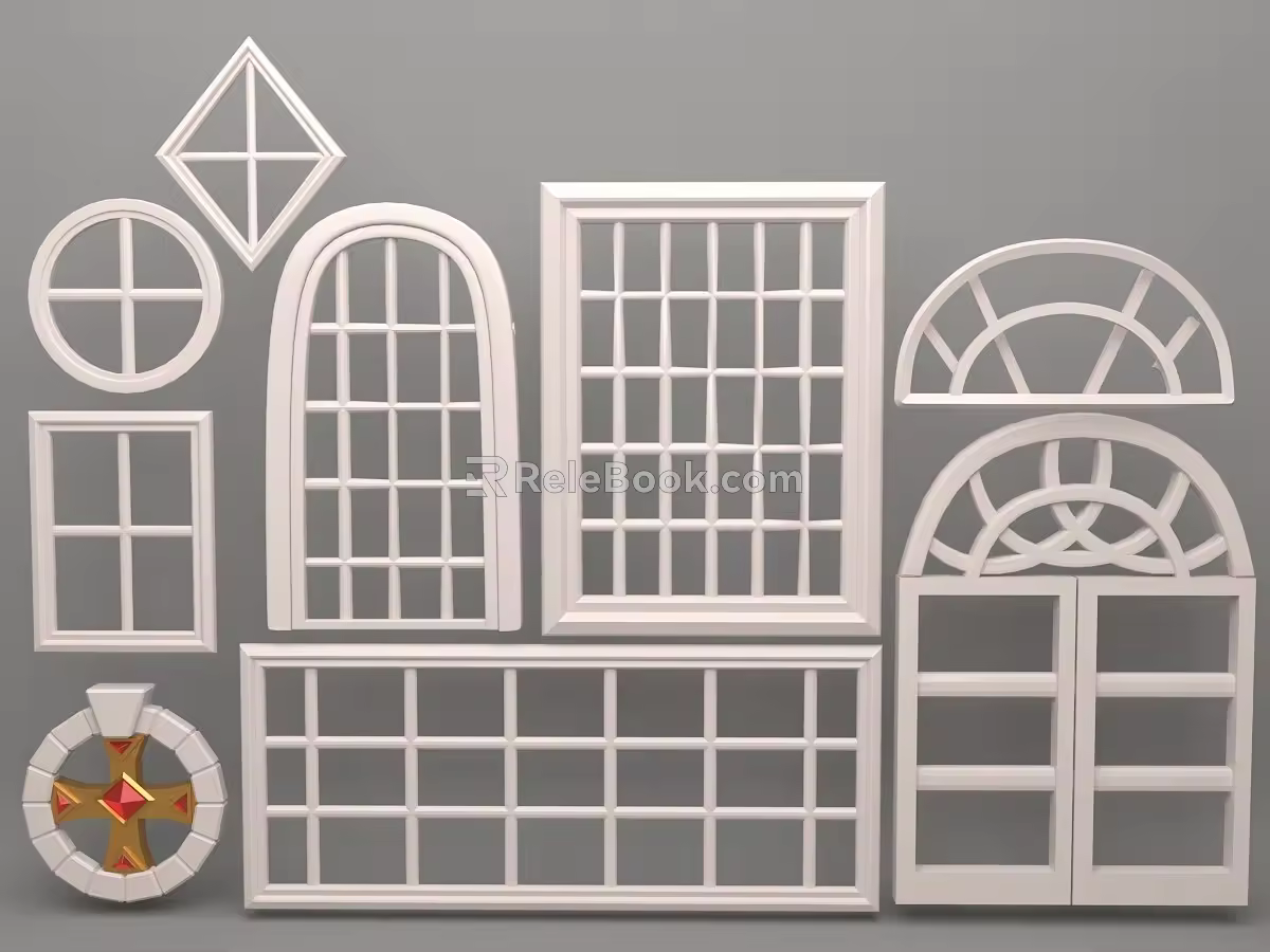 window round window square window oval window 3d model