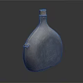 Vintage Metal Flask with Flat Round Shape Wooden Cork Top Side Handle for Daily Use