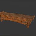 Classic Carved Wooden Bench With Intricate Patterns And Decorative Legs Design