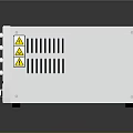 White Electronic Device With Digital Display Knobs Ventilation Slots And Warning Labels