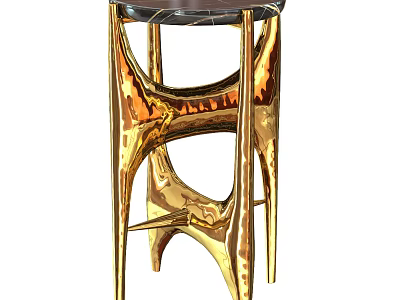 Modern Coffee Table With Gold Metal Frame And Black Marble Top 3d model