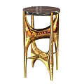 Modern Coffee Table With Gold Metal Frame And Black Marble Top 3d model