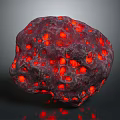 Dark Colored Natural Stone With Red Glowing Spots And Intricate Surface Texture
