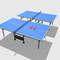 Blue Ping Pong Tables With Red Paddles And White Ball For Sports Equipment