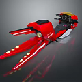 Futuristic Red Motorcycle With Sleek Design Yellow Lights Black Seat And Dual Exhaust Pipes